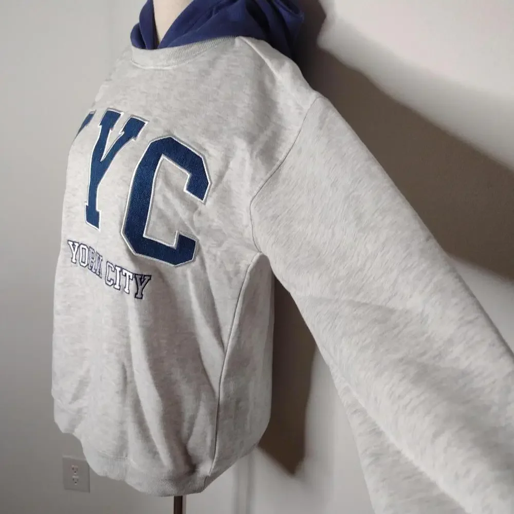NWT Ultra Flirt Women's Gray/Navy/Trend Fleece NYC Hoodie Size XS - Picture 4 of 11